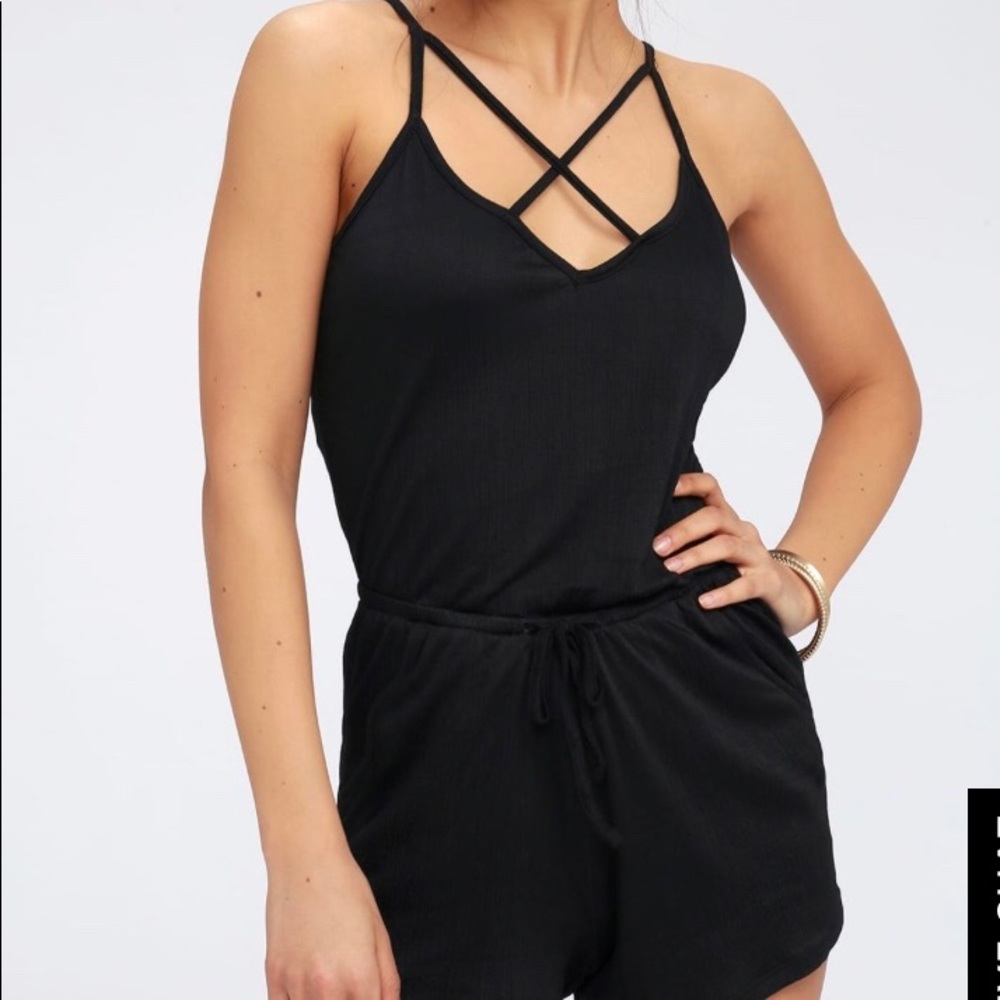 Black sleeveless romper